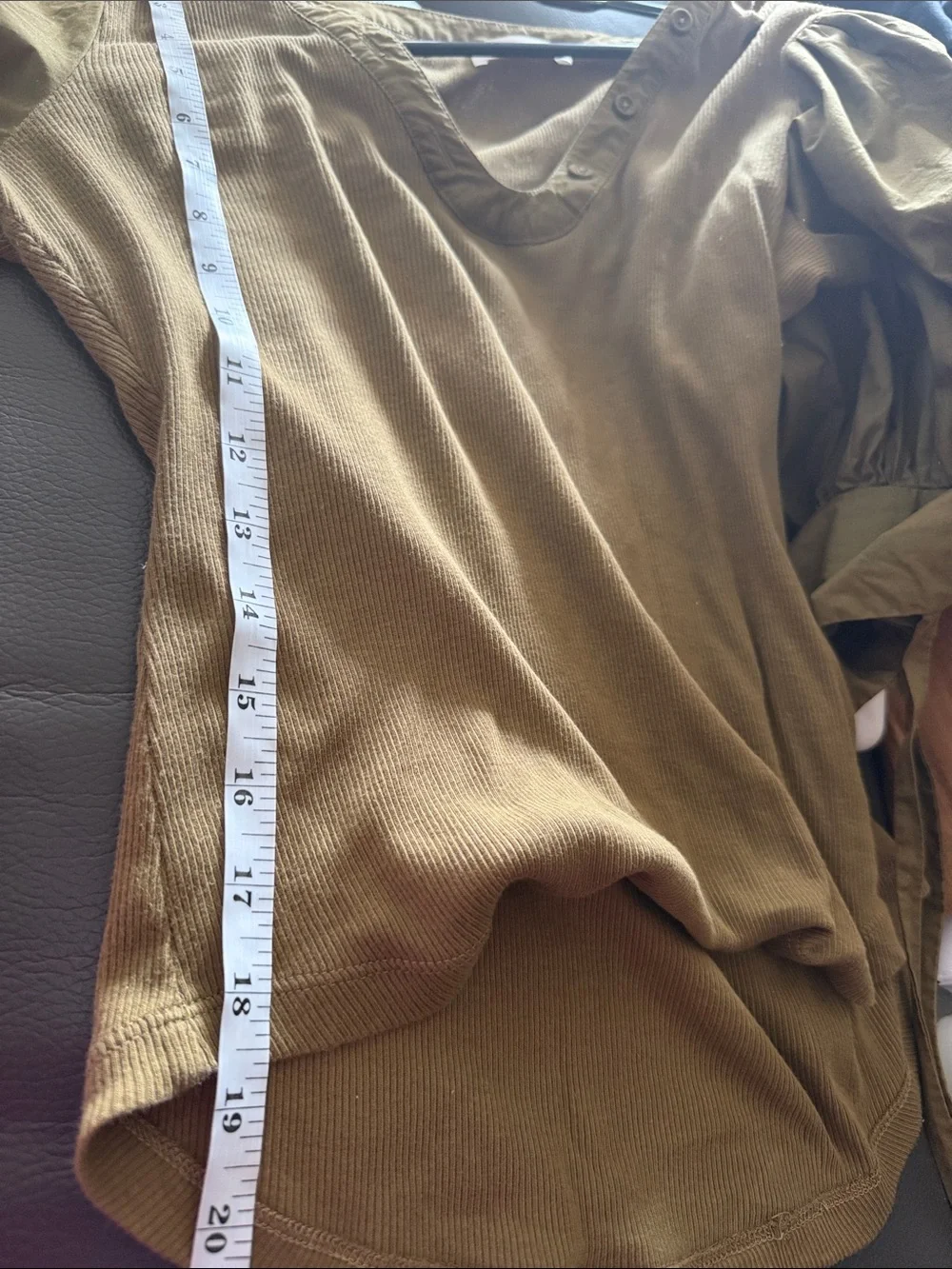 Ulla Johnson Olive Green Puff-Sleeve V-Neck Blouse